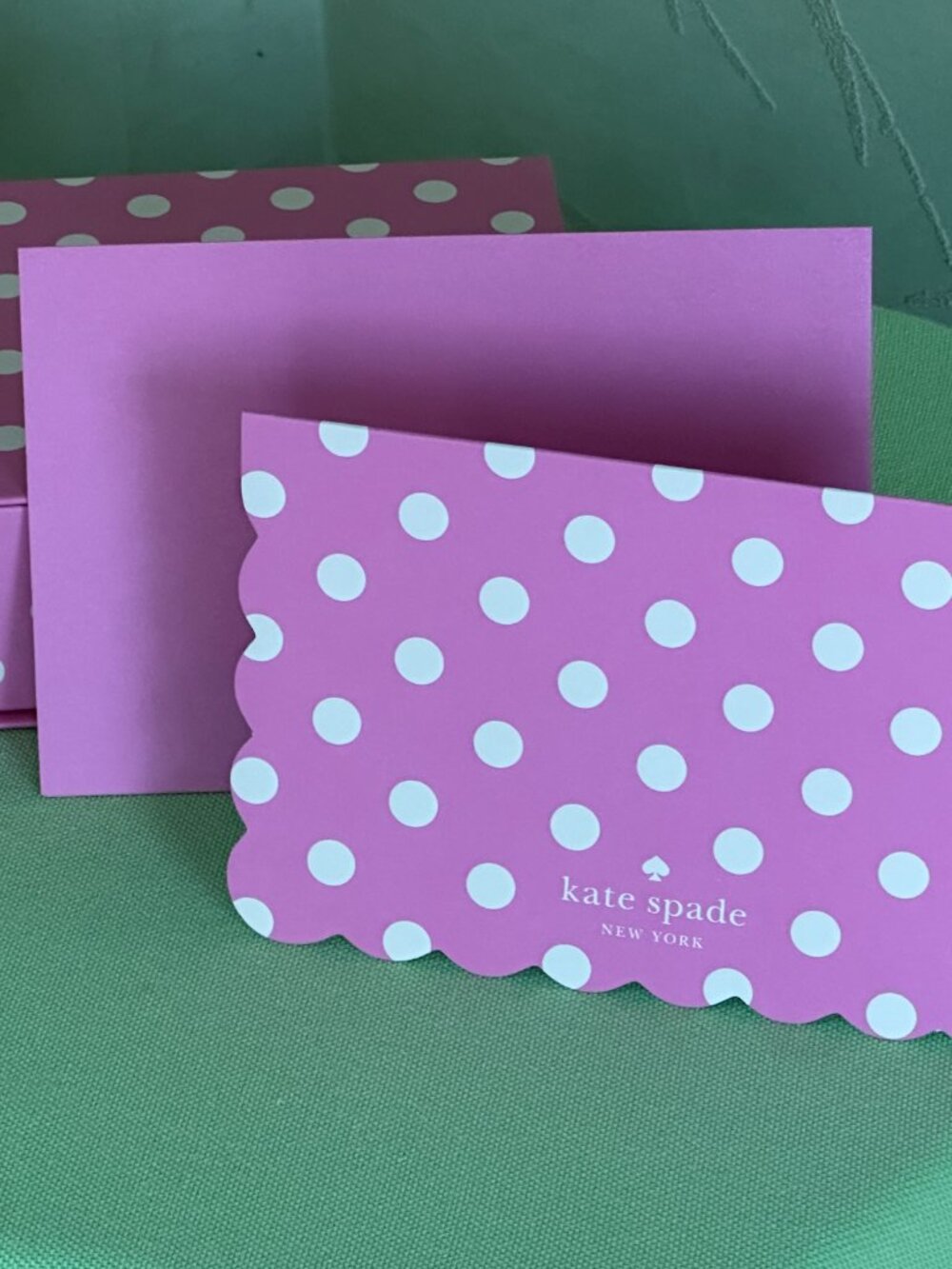 KATE SPADE STATIONERY SET:NIB PINK RUBY 12 NOTE CARDS W/ENVELOPES IN KS BOX